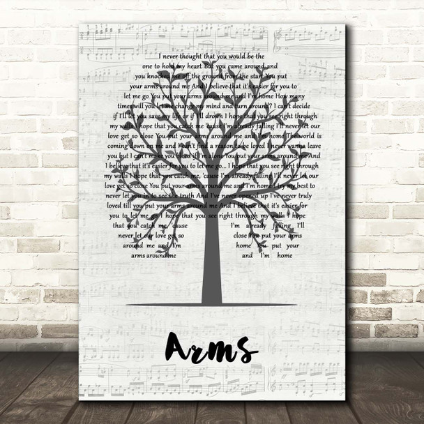 Christina Perri Arms Music Script Tree Song Lyric Print