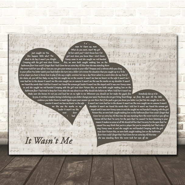 Shaggy It Wasn't Me Landscape Music Script Two Hearts Song Lyric Print