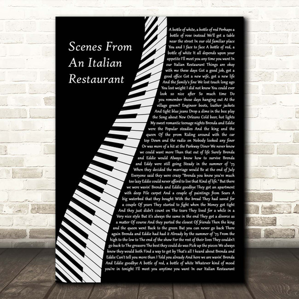 Billy Joel Scenes From An Italian Restaurant Piano Song Lyric Print