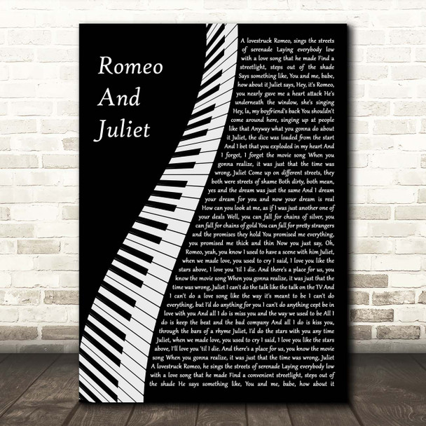 The Killers Romeo And Juliet Piano Song Lyric Print