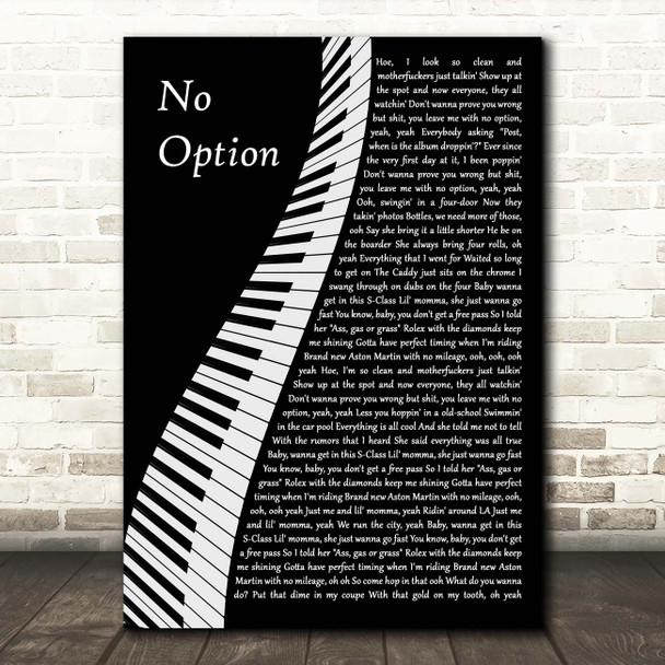 Post Malone No Option Piano Song Lyric Print