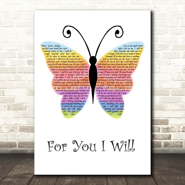 Monica For You I Will Rainbow Butterfly Song Lyric Print