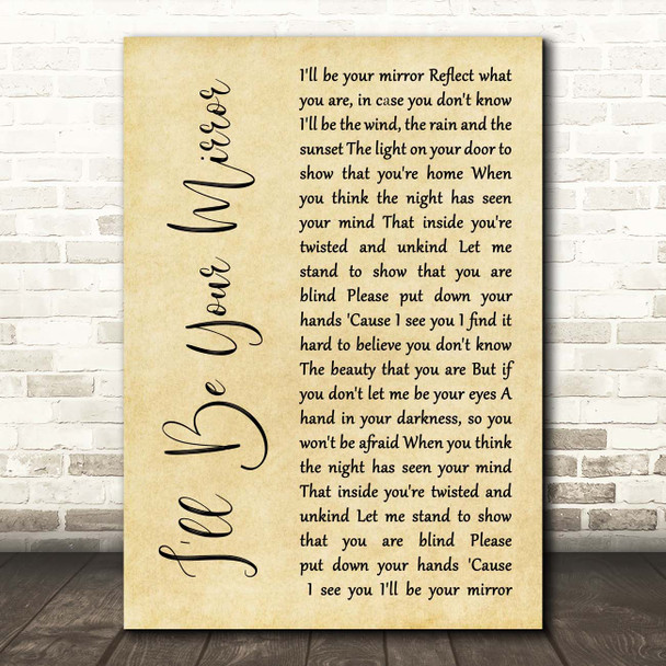 Lou Reed I'll Be Your Mirror Rustic Script Song Lyric Print