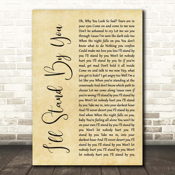 Girls Aloud I'll Stand By You Rustic Script Song Lyric Print