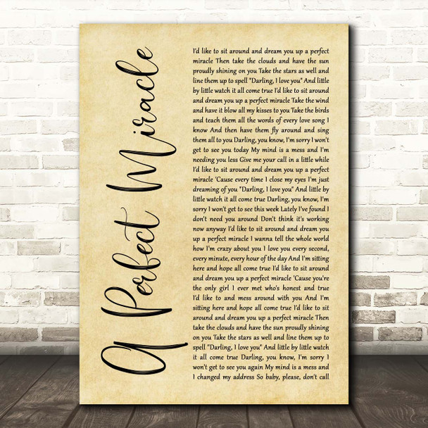 Spiritualized A Perfect Miracle Rustic Script Song Lyric Print