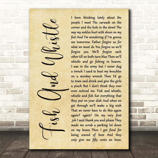 John Prine Fish And Whistle Rustic Script Song Lyric Print