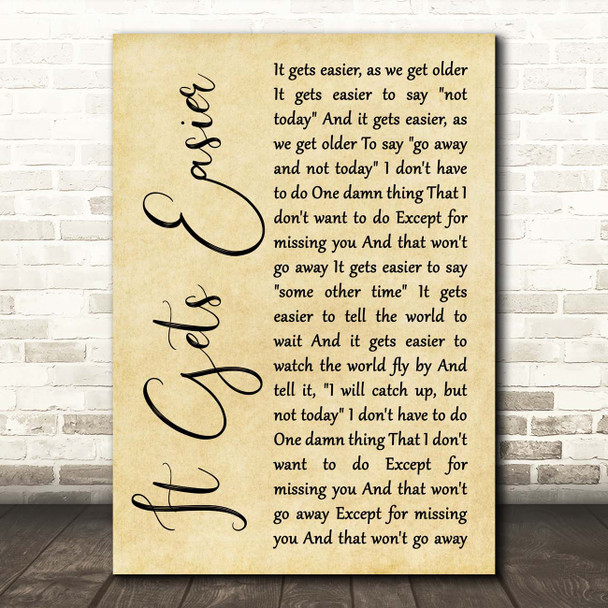 Willie Nelson It Gets Easier Rustic Script Song Lyric Print