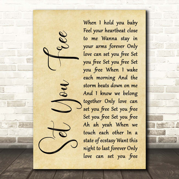 N Trance Set You Free Rustic Script Song Lyric Print