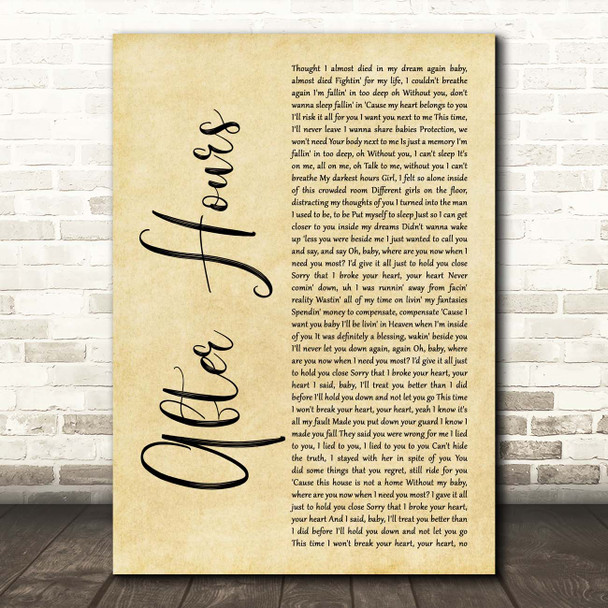 The Weeknd After Hours Rustic Script Song Lyric Print