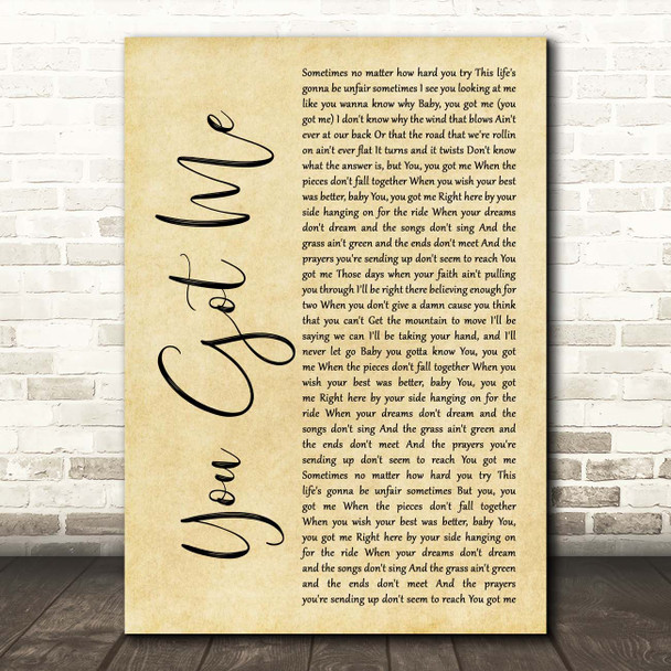 Olivia Lane You Got Me Rustic Script Song Lyric Print