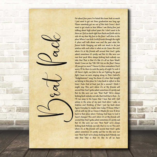 The Rocket Summer Brat Pack Rustic Script Song Lyric Print