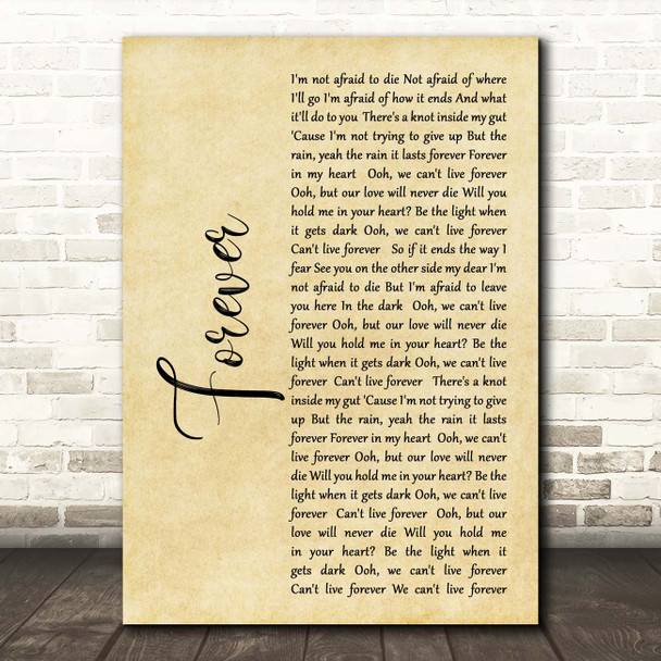 The Amity Affliction Forever Rustic Script Song Lyric Print