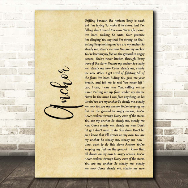 Skillet Anchor Rustic Script Song Lyric Print