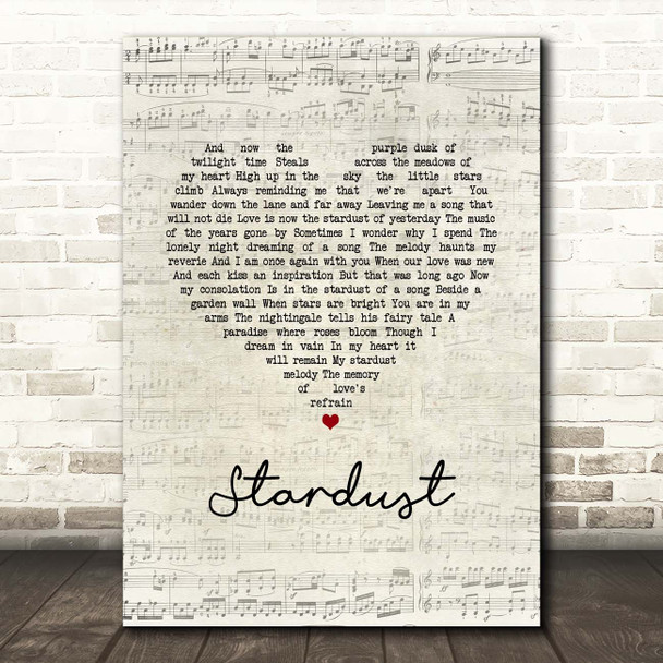 Nat King Cole Stardust Script Heart Song Print