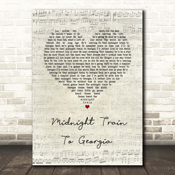 Gladys Knight And The Pips Midnight Train To Georgia Script Heart Song Lyric Print