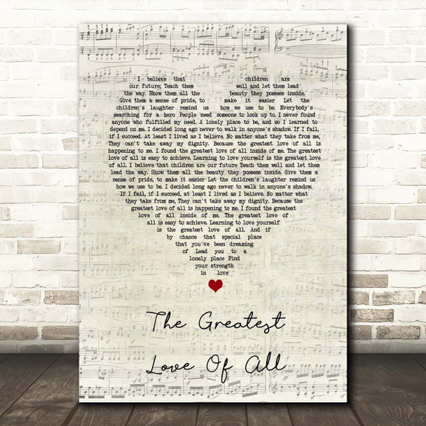 George Benson The Greatest Love Of All Script Heart Song Lyric Print