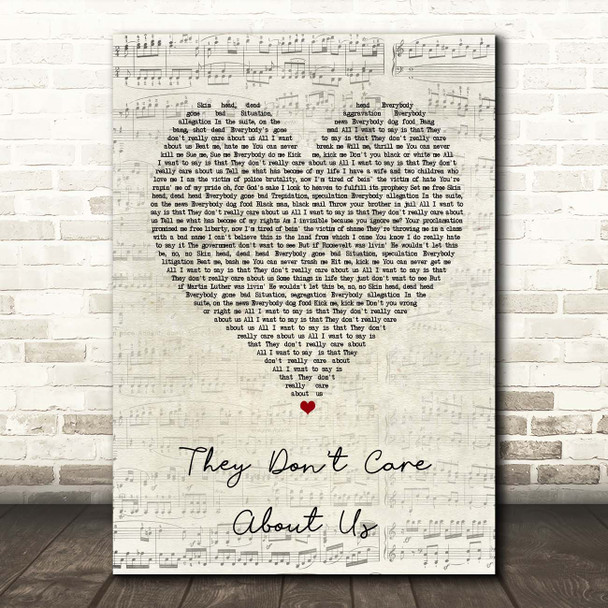 Michael Jackson They Don't Care About Us Script Heart Song Lyric Print