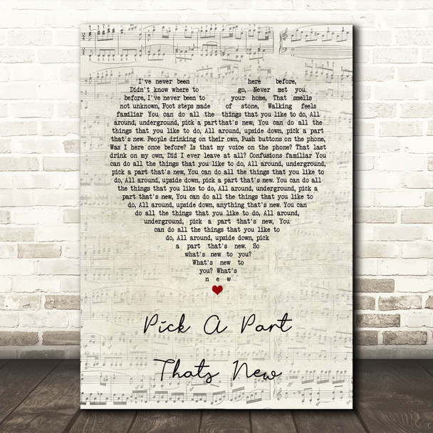 Stereophonics Pick A Part Thats New Script Heart Song Lyric Print