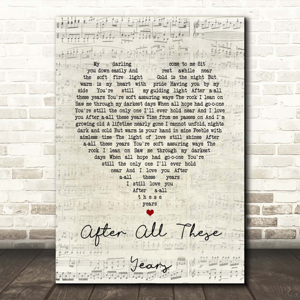 Foster & Allen After All These Years Script Heart Song Lyric Print