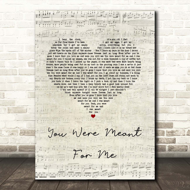 Jewel You Were Meant For Me Script Heart Song Lyric Print