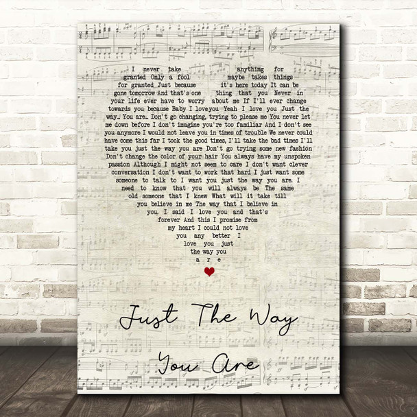 Barry White Just The Way You Are Script Heart Song Lyric Print