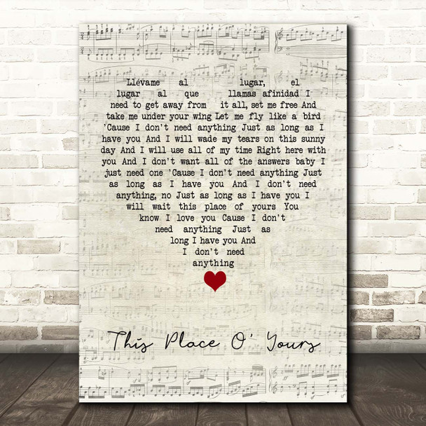 The Lathums This Place O' Yours Script Heart Song Lyric Print