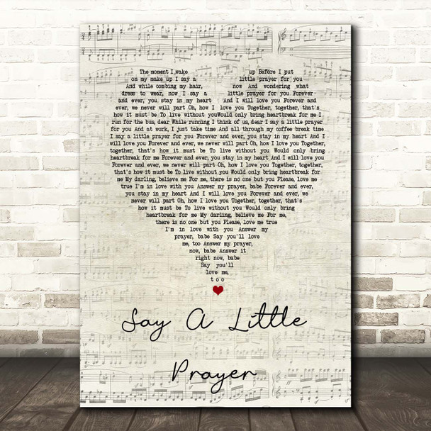 Bomb The Bass Say A Little Prayer Script Heart Song Lyric Print