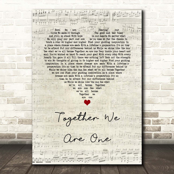 Delta Goodrem Together We Are One Script Heart Song Lyric Print