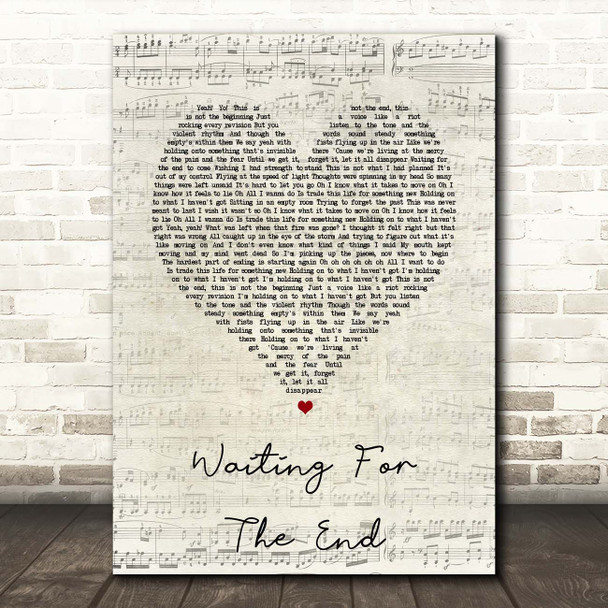 Linkin Park Waiting For The End Script Heart Song Lyric Print