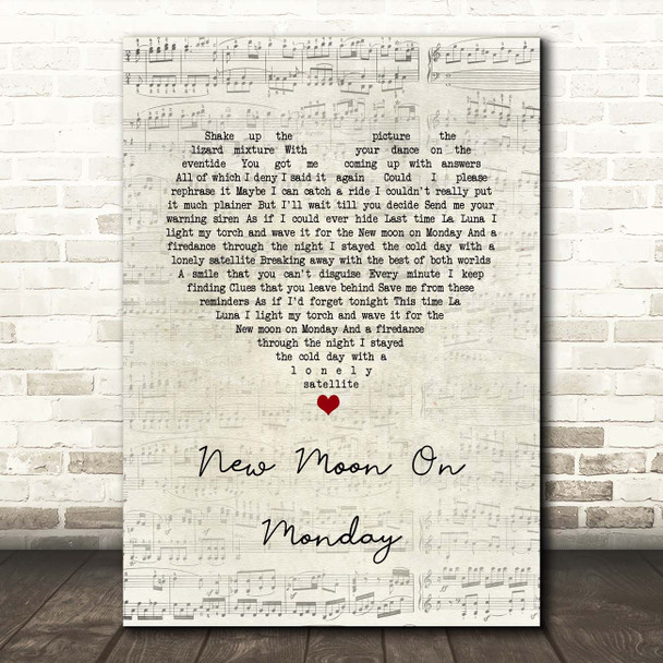 Duran Duran New Moon On Monday Script Heart Song Lyric Print