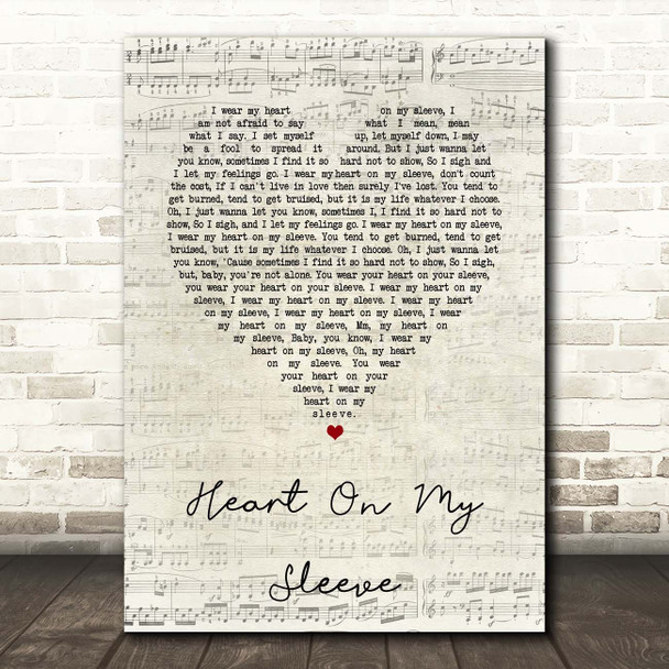 Gallagher & Lyle Heart On My Sleeve Script Heart Song Lyric Print