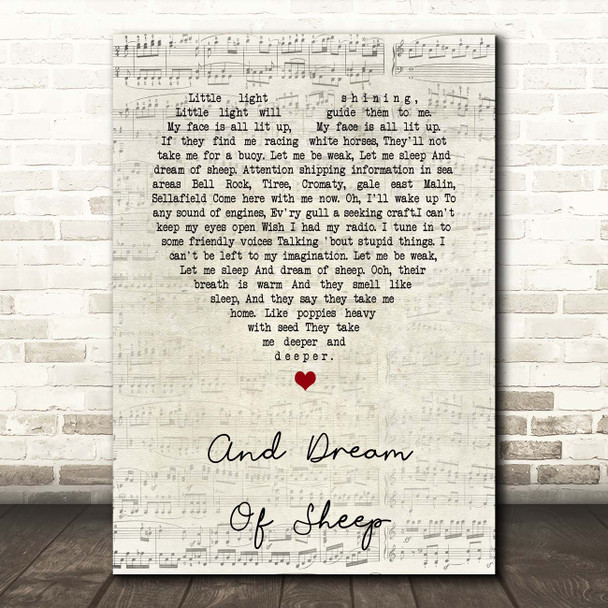 Kate Bush And Dream Of Sheep Script Heart Song Lyric Print