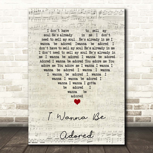 The Stone Roses I Wanna Be Adored Script Heart Song Lyric Print