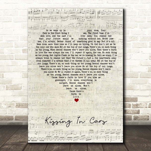 Pierce The Veil Kissing In Cars Script Heart Song Lyric Print