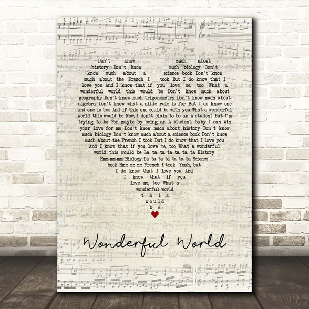 Sam Cooke Wonderful World Script Heart Song Lyric Print