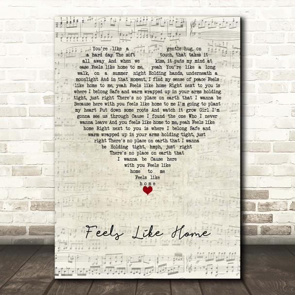 Jonny Houlihan Feels Like Home Script Heart Song Lyric Print