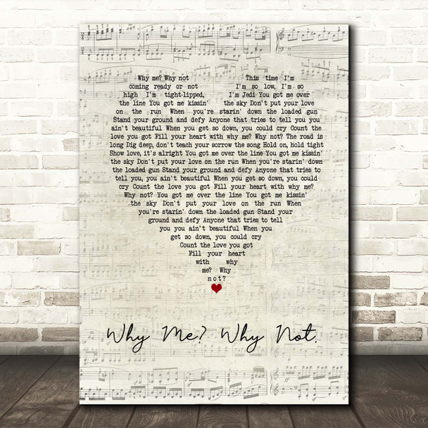 Liam Gallagher Why Me Why Not. Script Heart Song Lyric Print