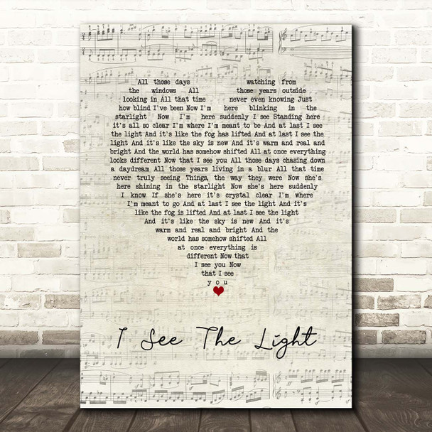 Mandy Moore I See The Light Script Heart Song Lyric Print