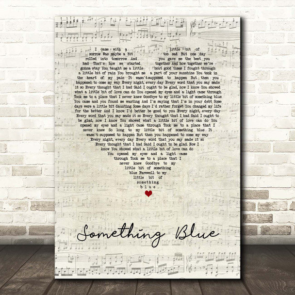 Neil Diamond Something Blue Script Heart Song Lyric Print