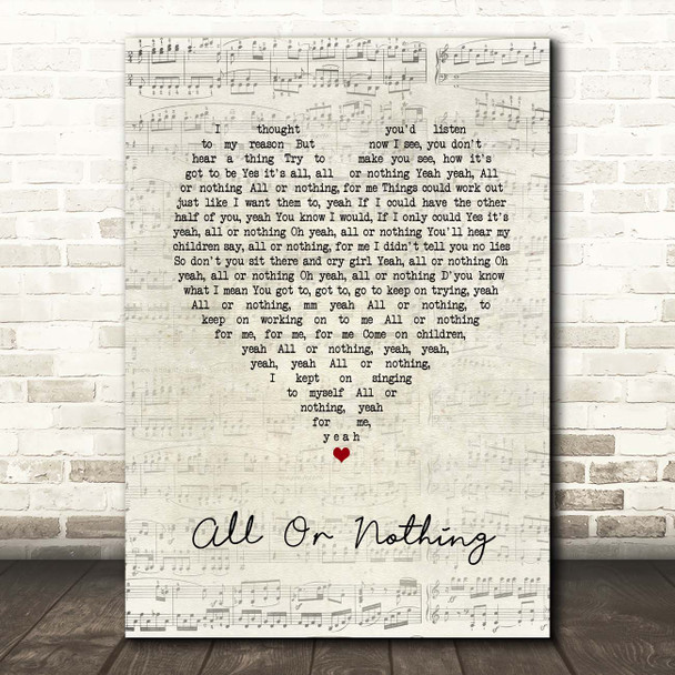 Small Faces All Or Nothing Script Heart Song Lyric Print