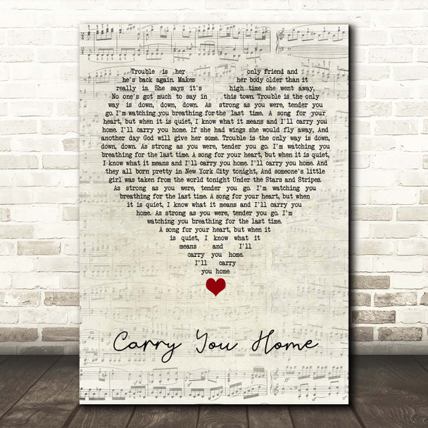 James Blunt Carry You Home Script Heart Song Lyric Print