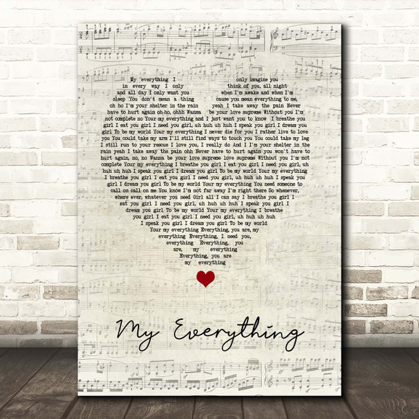 Next My Everything Script Heart Song Lyric Print