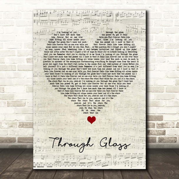 Stone Sour Through Glass Script Heart Song Lyric Print