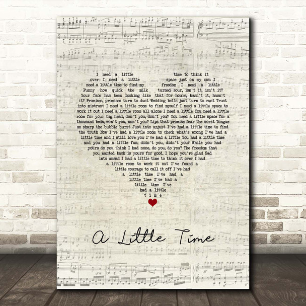 The Beautiful South A Little Time Script Heart Song Lyric Print