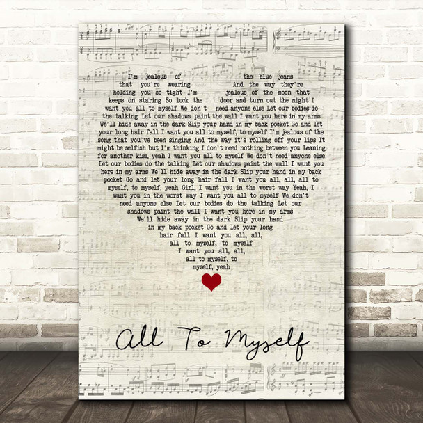 Dan + Shay All To Myself Script Heart Song Lyric Print
