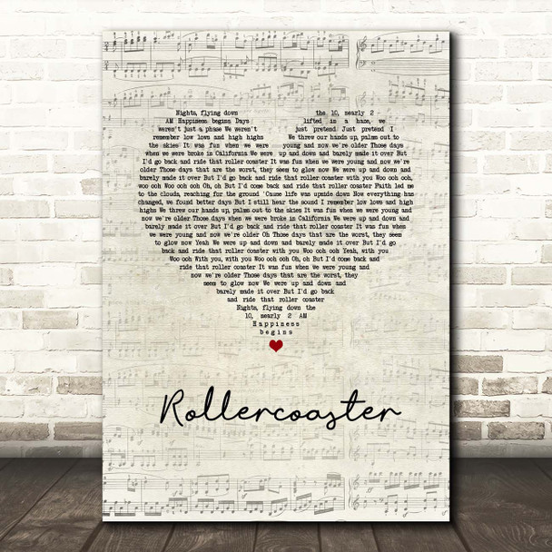 Jonas Brothers Rollercoaster Script Heart Song Lyric Print