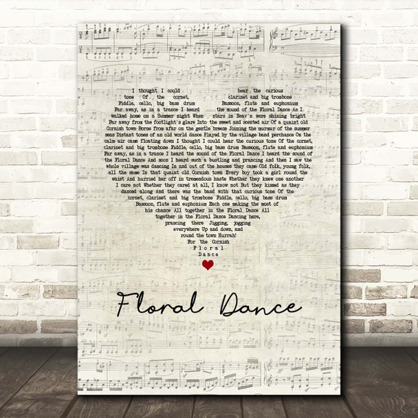 Terry Wogan Floral Dance Script Heart Song Lyric Print