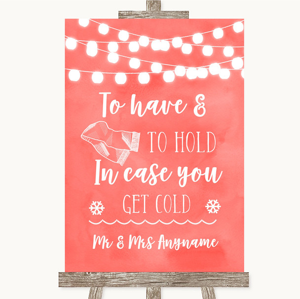 Coral Watercolour Lights Wedding Blanket Scarf Personalized Wedding Sign