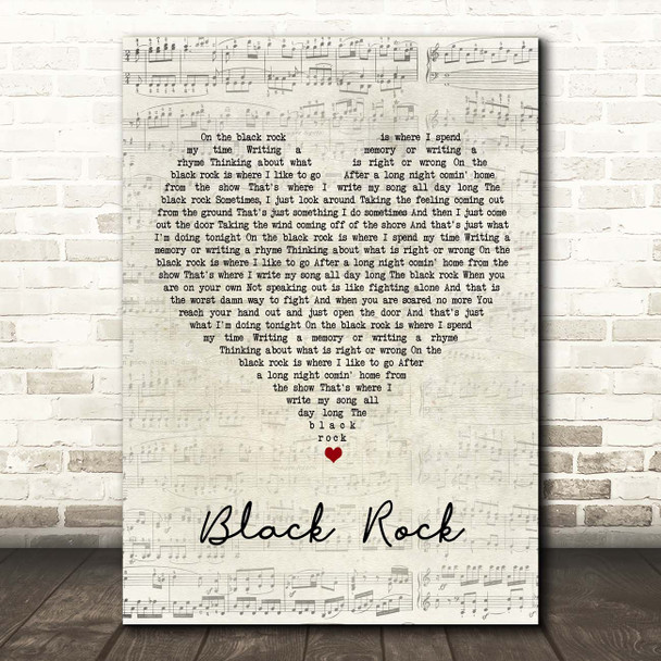 O.A.R. Black Rock Script Heart Song Lyric Print