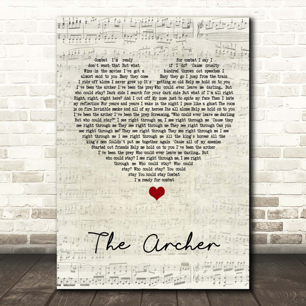 Taylor Swift The Archer Script Heart Song Lyric Print
